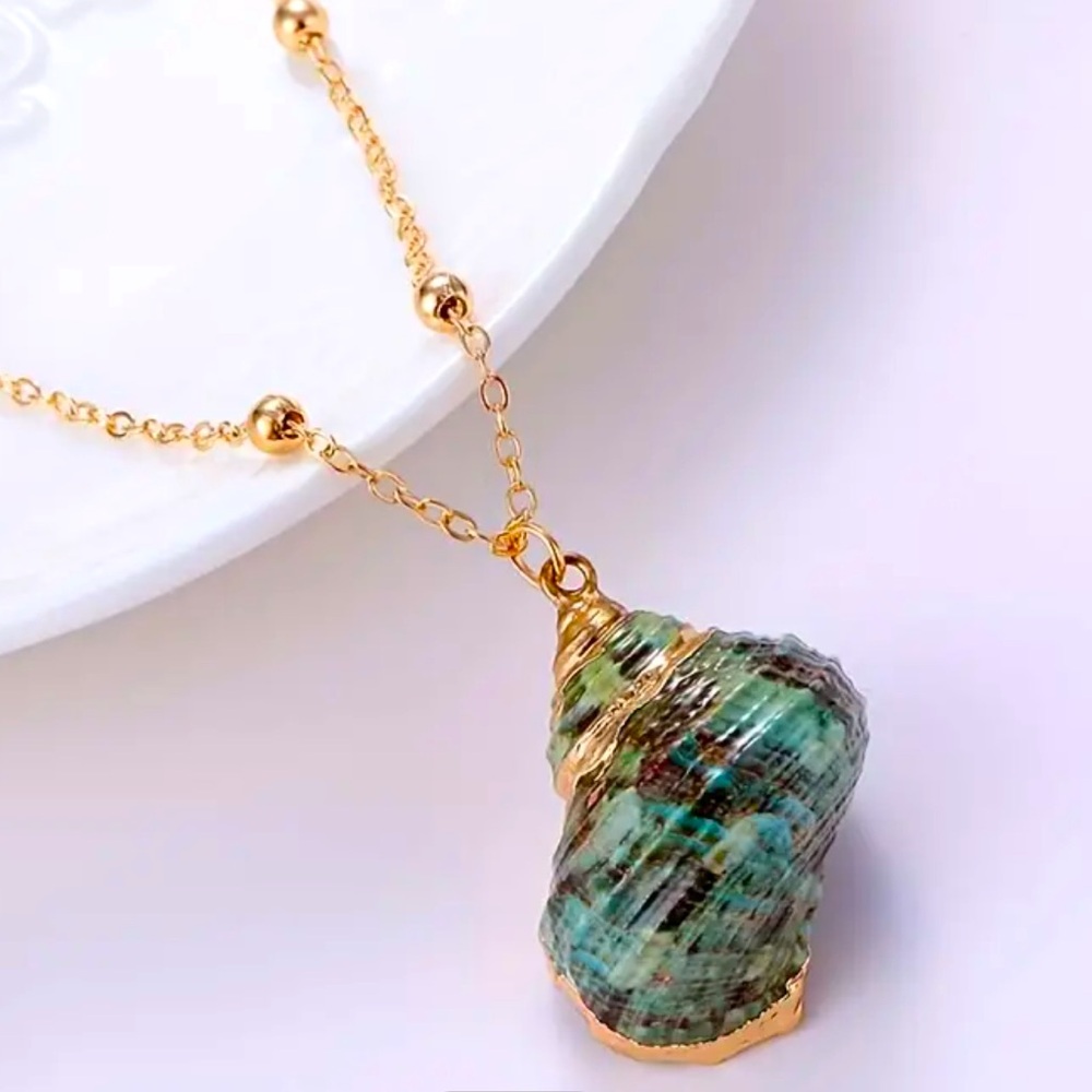 New Bohemian Summer Conch Pendant.  17” length